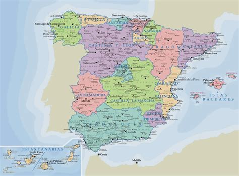 mapa de espana con ciudades y pueblos